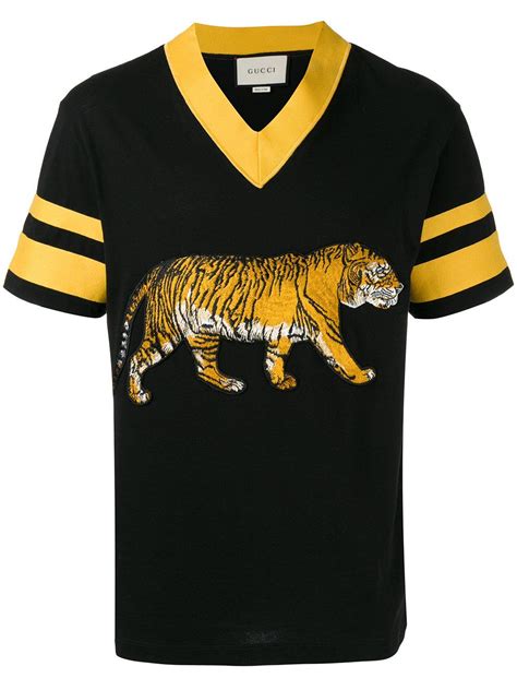 gucci embroidered tiger shirt sholder stripes|Gucci tiger ready to wear.